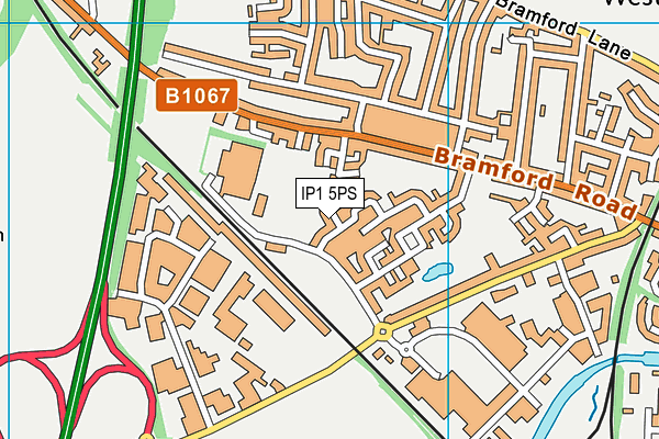 IP1 5PS map - OS VectorMap District (Ordnance Survey)