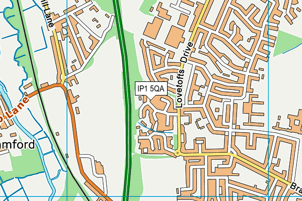 IP1 5QA map - OS VectorMap District (Ordnance Survey)