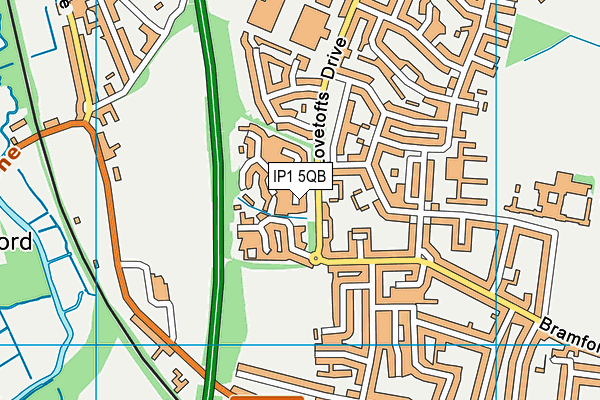 IP1 5QB map - OS VectorMap District (Ordnance Survey)