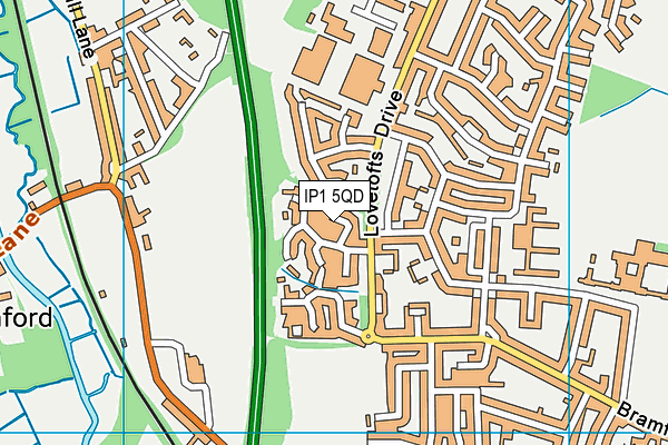 IP1 5QD map - OS VectorMap District (Ordnance Survey)