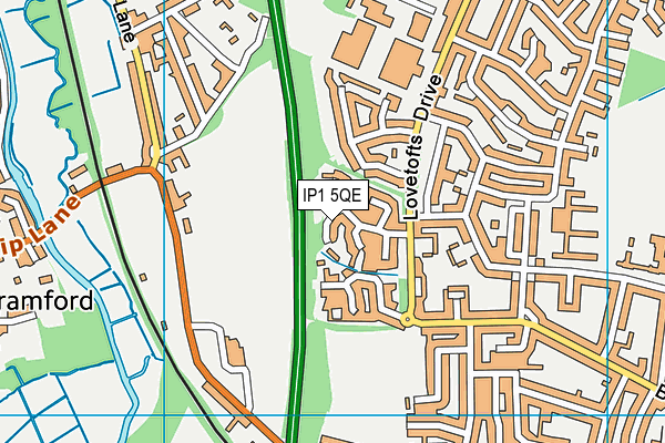 IP1 5QE map - OS VectorMap District (Ordnance Survey)