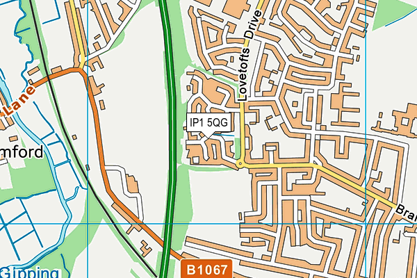 IP1 5QG map - OS VectorMap District (Ordnance Survey)