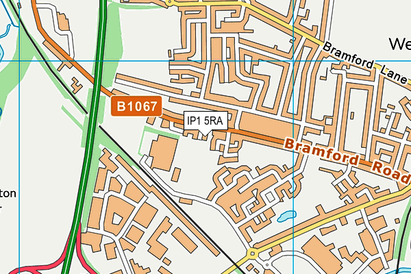 IP1 5RA map - OS VectorMap District (Ordnance Survey)