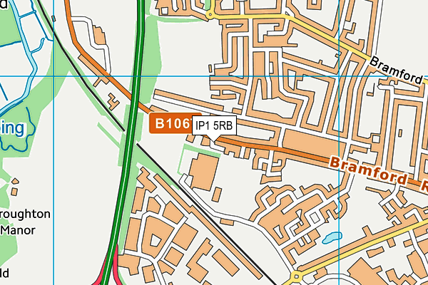 IP1 5RB map - OS VectorMap District (Ordnance Survey)