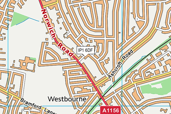 IP1 6DF map - OS VectorMap District (Ordnance Survey)