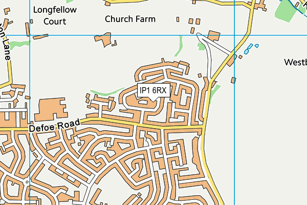 IP1 6RX map - OS VectorMap District (Ordnance Survey)
