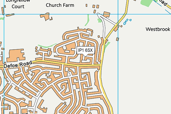IP1 6SX map - OS VectorMap District (Ordnance Survey)