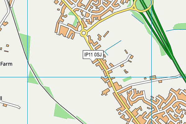 IP11 0SJ map - OS VectorMap District (Ordnance Survey)