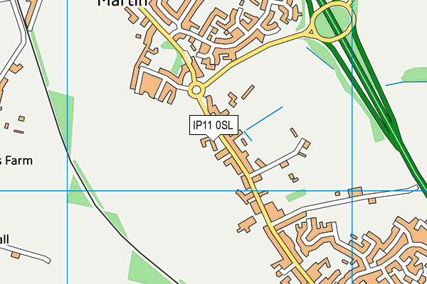 IP11 0SL map - OS VectorMap District (Ordnance Survey)