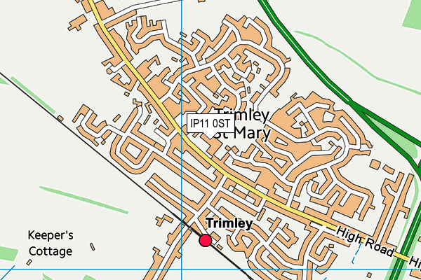 IP11 0ST map - OS VectorMap District (Ordnance Survey)