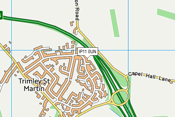 IP11 0UN map - OS VectorMap District (Ordnance Survey)