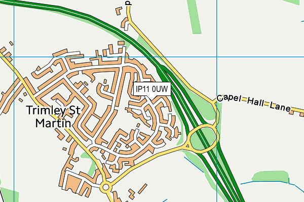 IP11 0UW map - OS VectorMap District (Ordnance Survey)