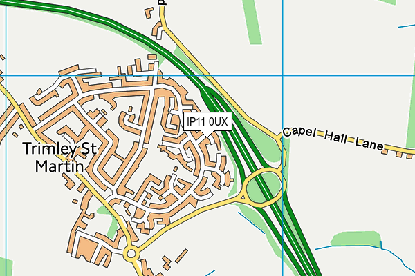 IP11 0UX map - OS VectorMap District (Ordnance Survey)