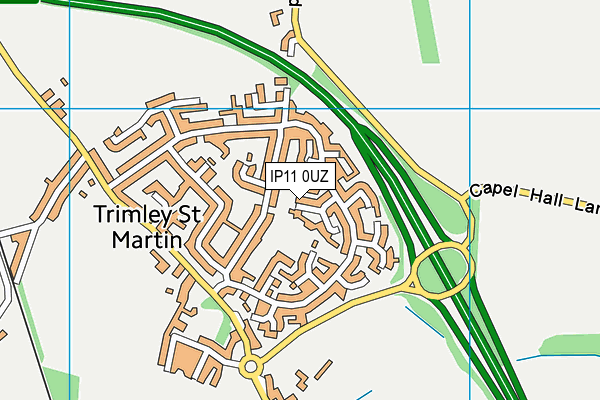 IP11 0UZ map - OS VectorMap District (Ordnance Survey)