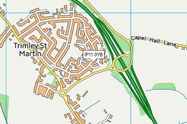 IP11 0YB map - OS VectorMap District (Ordnance Survey)