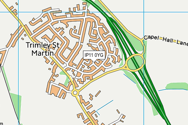 IP11 0YG map - OS VectorMap District (Ordnance Survey)