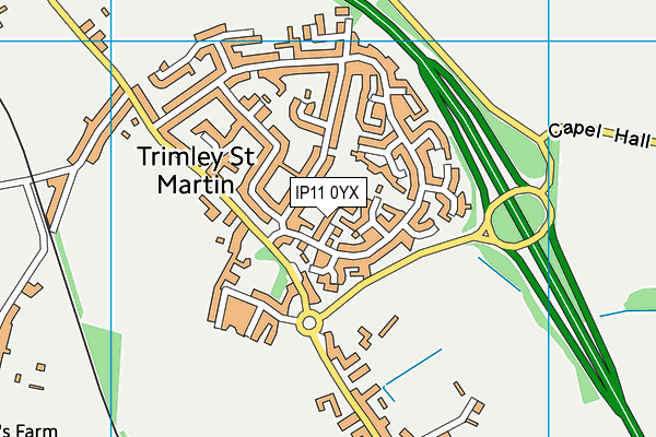 IP11 0YX map - OS VectorMap District (Ordnance Survey)