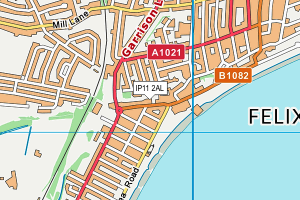 IP11 2AL map - OS VectorMap District (Ordnance Survey)