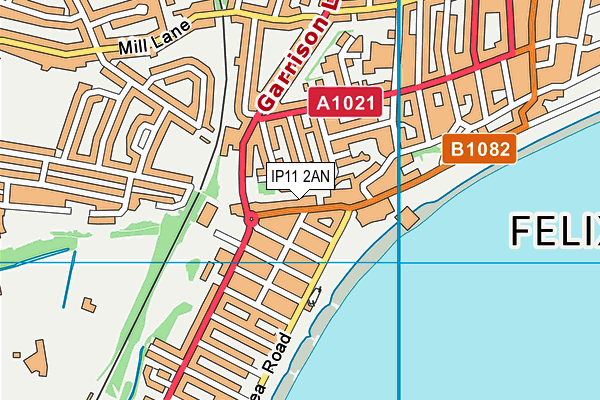 IP11 2AN map - OS VectorMap District (Ordnance Survey)
