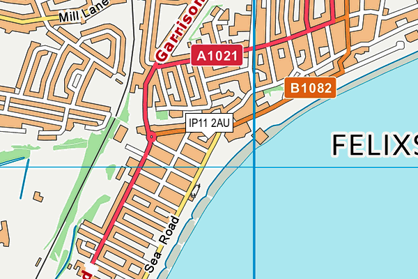 IP11 2AU map - OS VectorMap District (Ordnance Survey)