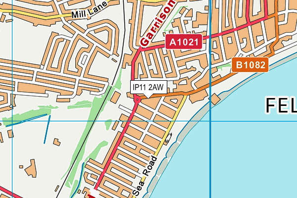 IP11 2AW map - OS VectorMap District (Ordnance Survey)