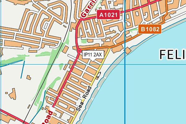 IP11 2AX map - OS VectorMap District (Ordnance Survey)