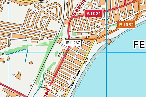 IP11 2AZ map - OS VectorMap District (Ordnance Survey)