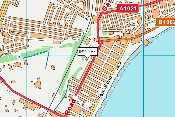 IP11 2BZ map - OS VectorMap District (Ordnance Survey)
