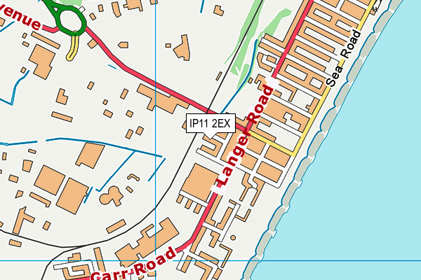 IP11 2EX map - OS VectorMap District (Ordnance Survey)