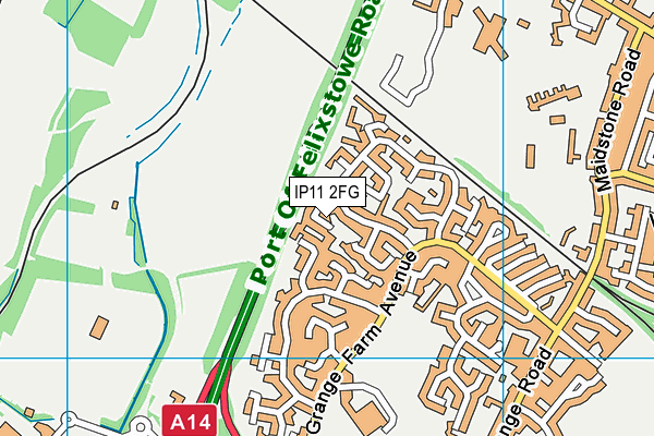 IP11 2FG map - OS VectorMap District (Ordnance Survey)