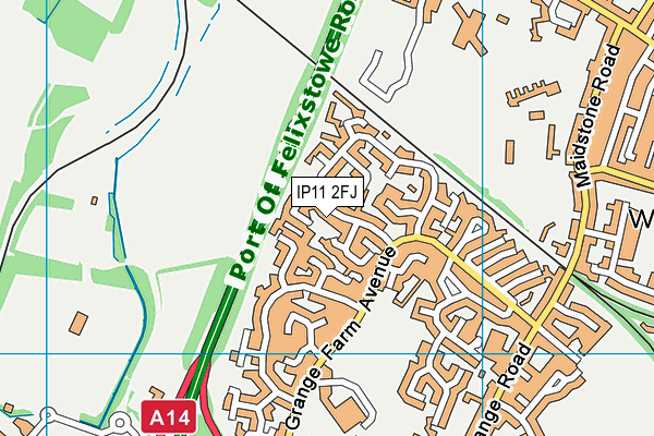 IP11 2FJ map - OS VectorMap District (Ordnance Survey)