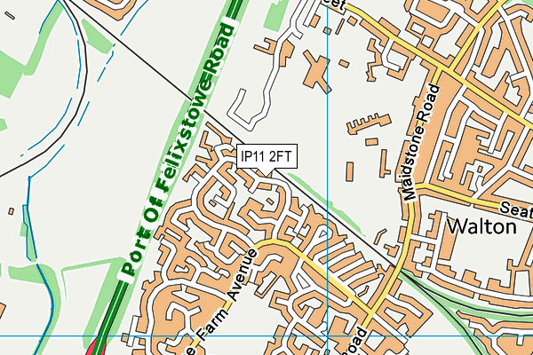 IP11 2FT map - OS VectorMap District (Ordnance Survey)