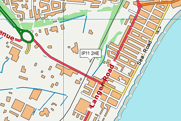 IP11 2HE map - OS VectorMap District (Ordnance Survey)