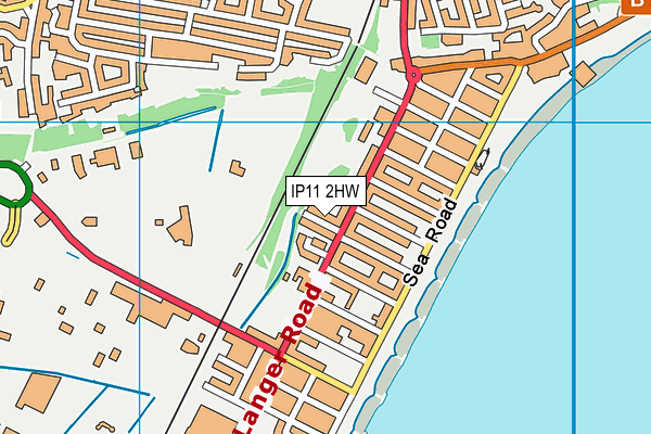 IP11 2HW map - OS VectorMap District (Ordnance Survey)