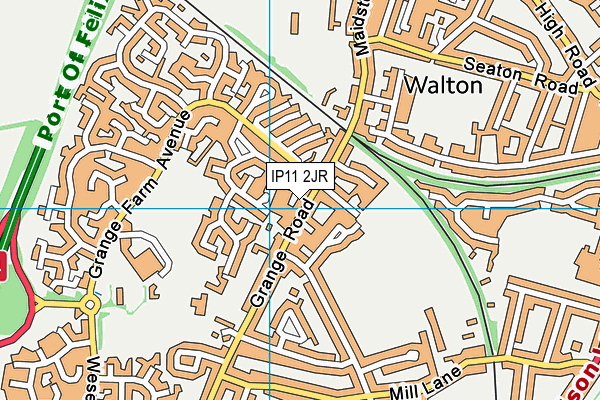 IP11 2JR map - OS VectorMap District (Ordnance Survey)