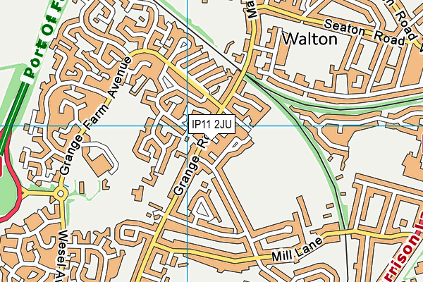 IP11 2JU map - OS VectorMap District (Ordnance Survey)