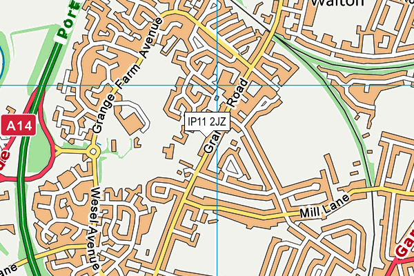 IP11 2JZ map - OS VectorMap District (Ordnance Survey)