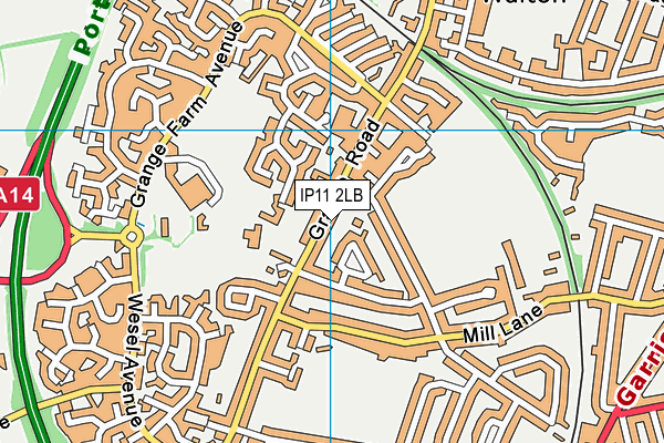 IP11 2LB map - OS VectorMap District (Ordnance Survey)