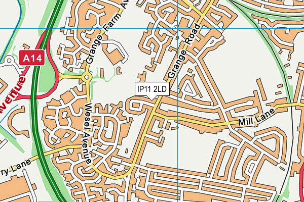 IP11 2LD map - OS VectorMap District (Ordnance Survey)