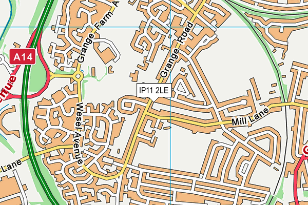 IP11 2LE map - OS VectorMap District (Ordnance Survey)