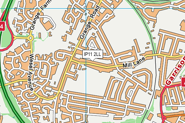 IP11 2LL map - OS VectorMap District (Ordnance Survey)