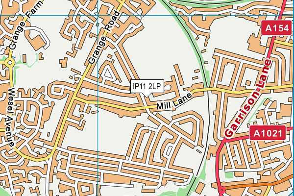 IP11 2LP map - OS VectorMap District (Ordnance Survey)