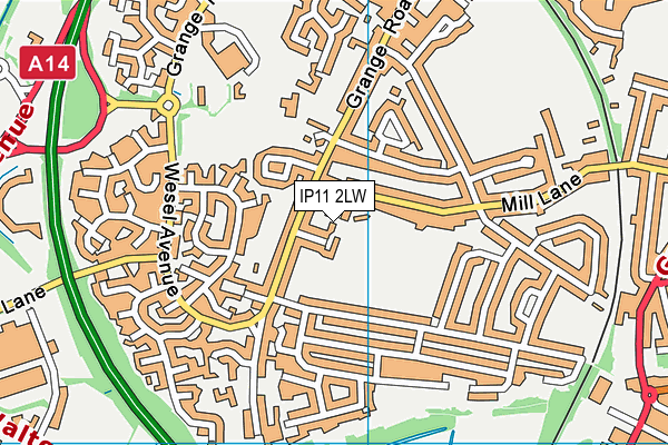 IP11 2LW map - OS VectorMap District (Ordnance Survey)