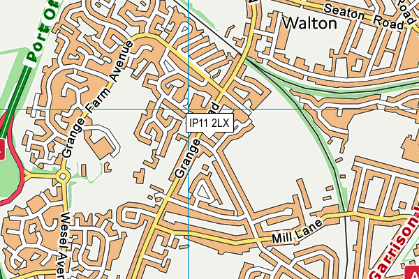 IP11 2LX map - OS VectorMap District (Ordnance Survey)