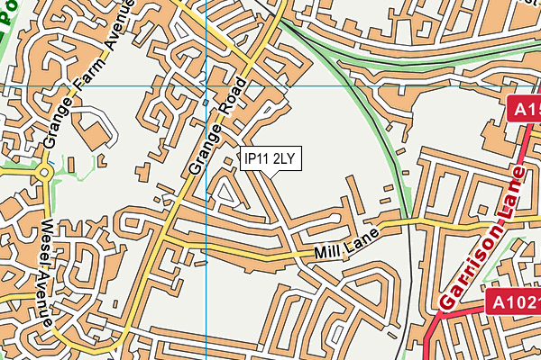 Langley Avenue Sports Fields map (IP11 2LY) - OS VectorMap District (Ordnance Survey)