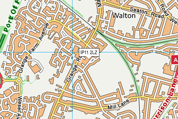 IP11 2LZ map - OS VectorMap District (Ordnance Survey)