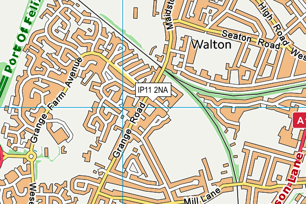 IP11 2NA map - OS VectorMap District (Ordnance Survey)