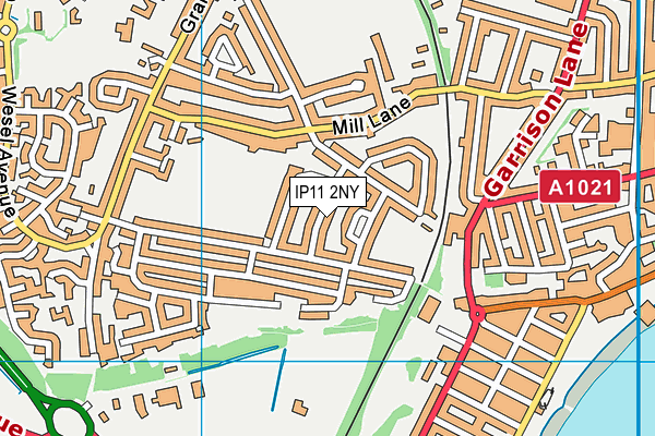 IP11 2NY map - OS VectorMap District (Ordnance Survey)