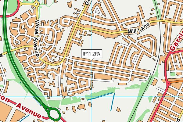 IP11 2PA map - OS VectorMap District (Ordnance Survey)