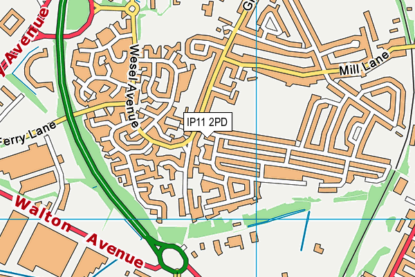 IP11 2PD map - OS VectorMap District (Ordnance Survey)